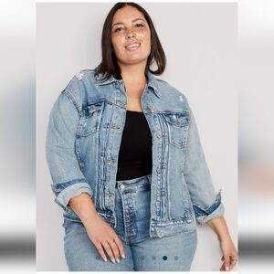 NWT Old Navy Women's Classic Denim Jacket XXL : distressed light wash